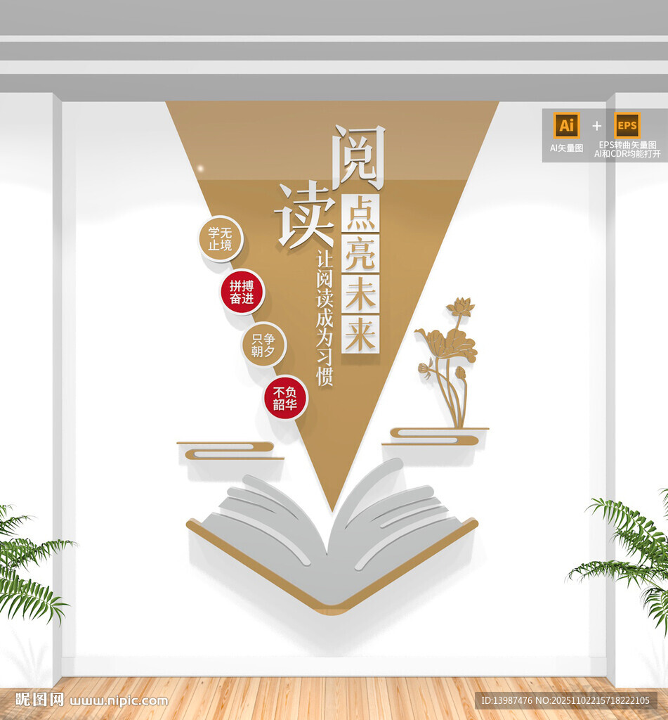 竖版阅读文化墙