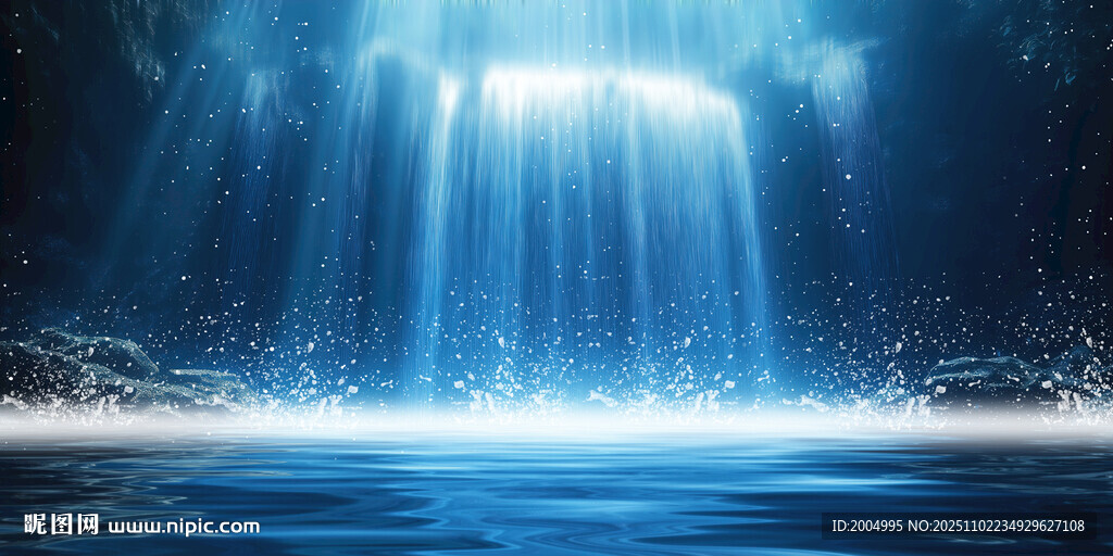 源远流长瀑布山水画