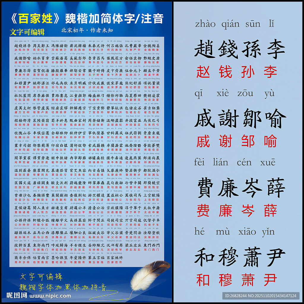 百家姓 带拼音 可编辑