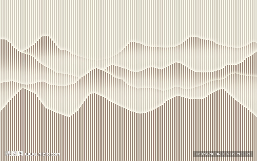 新中式格栅山水画幕墙背景墙