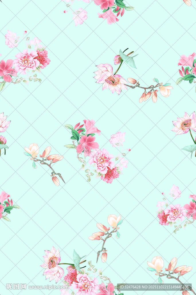 清新粉色花卉图案背景