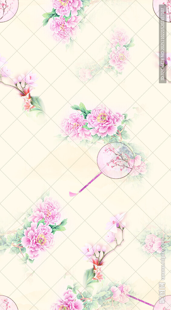 中式花卉图案背景纹理