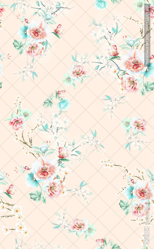 花卉复古风无缝图案背景