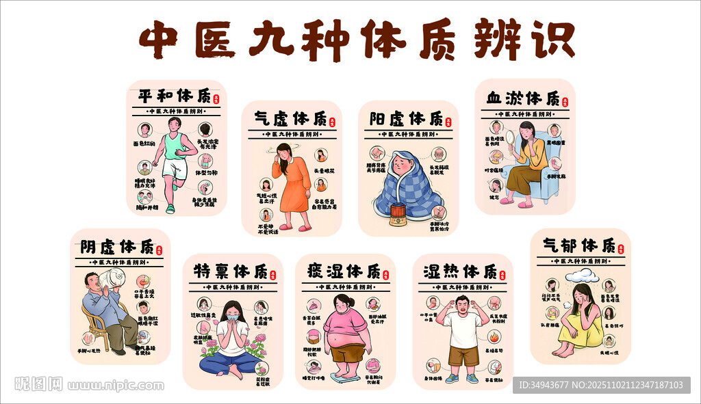 中医九种体质辨识知识海报