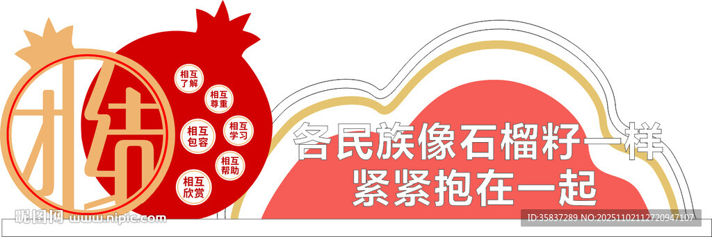 民族团结石榴籽紧密相依景观小品