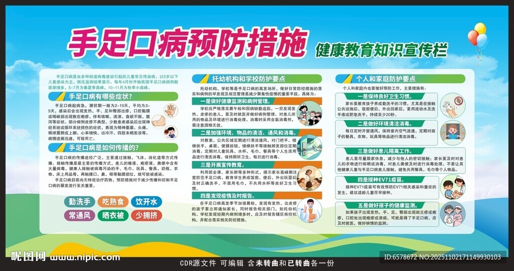 预防手足口病宣传栏