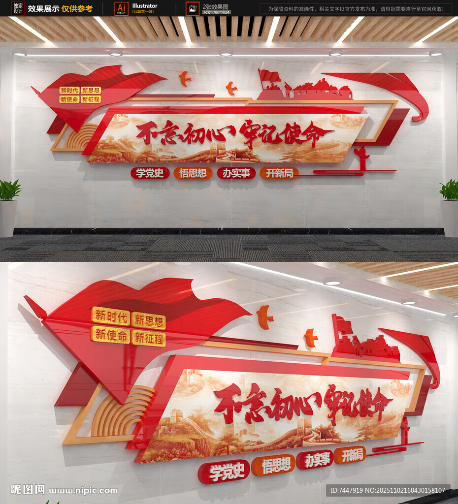 不忘初心党建文化墙