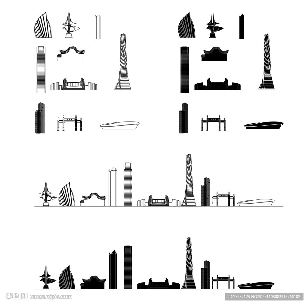 北京景点建筑城市旅游剪影地标志