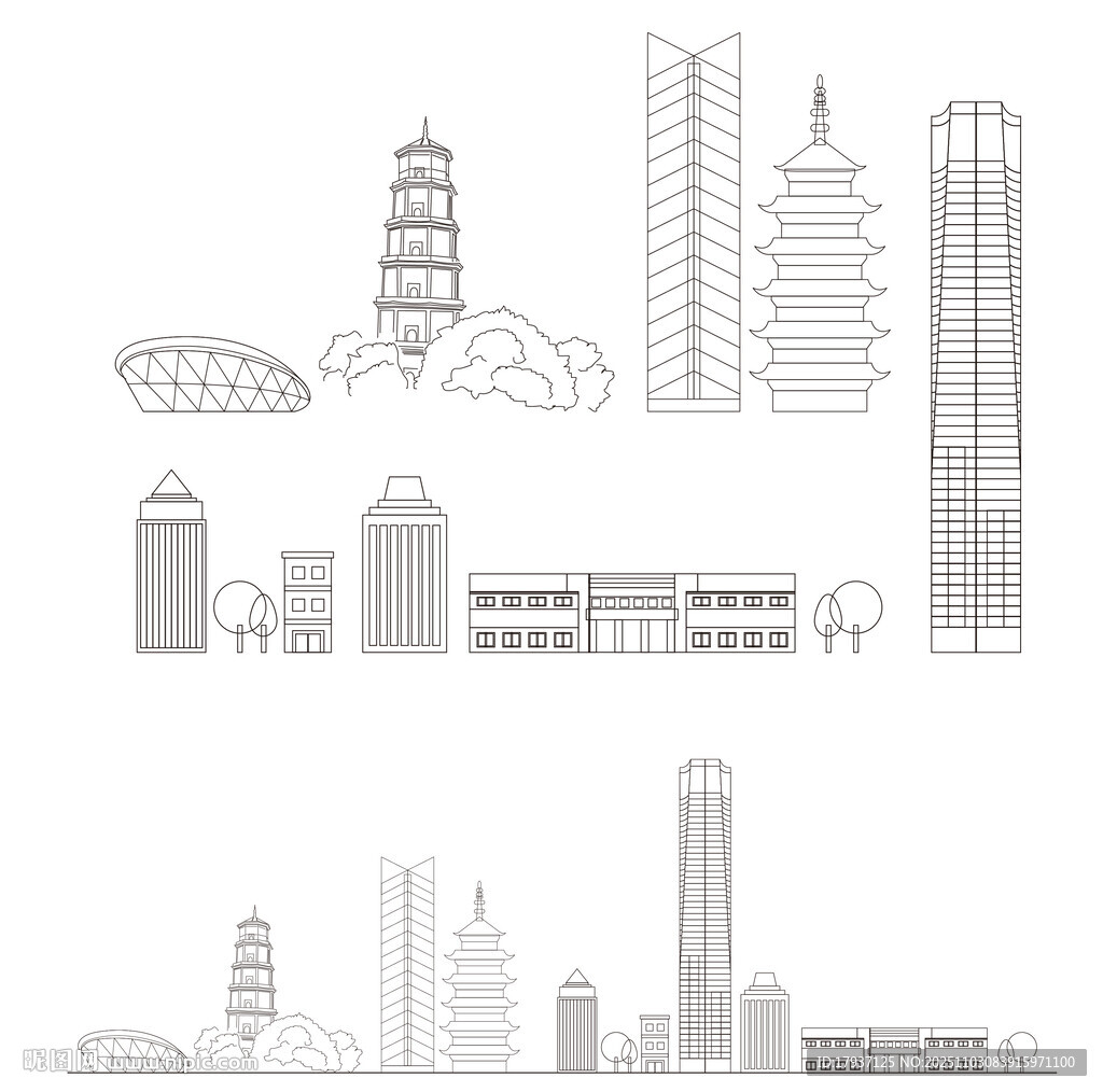 福州景点建筑城市旅游剪影地标志