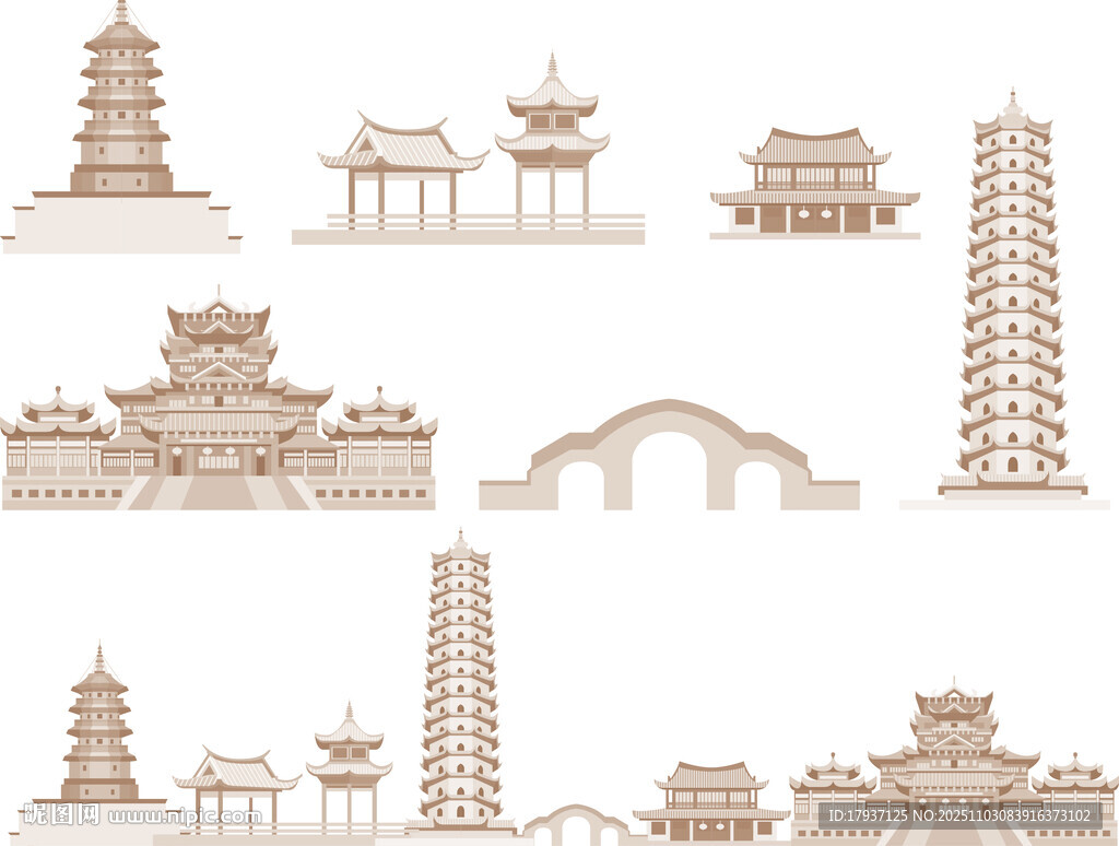 福州景点建筑城市旅游剪影地标志