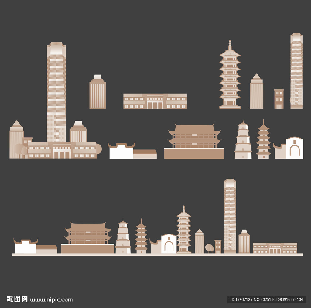 福州景点建筑城市旅游剪影地标志