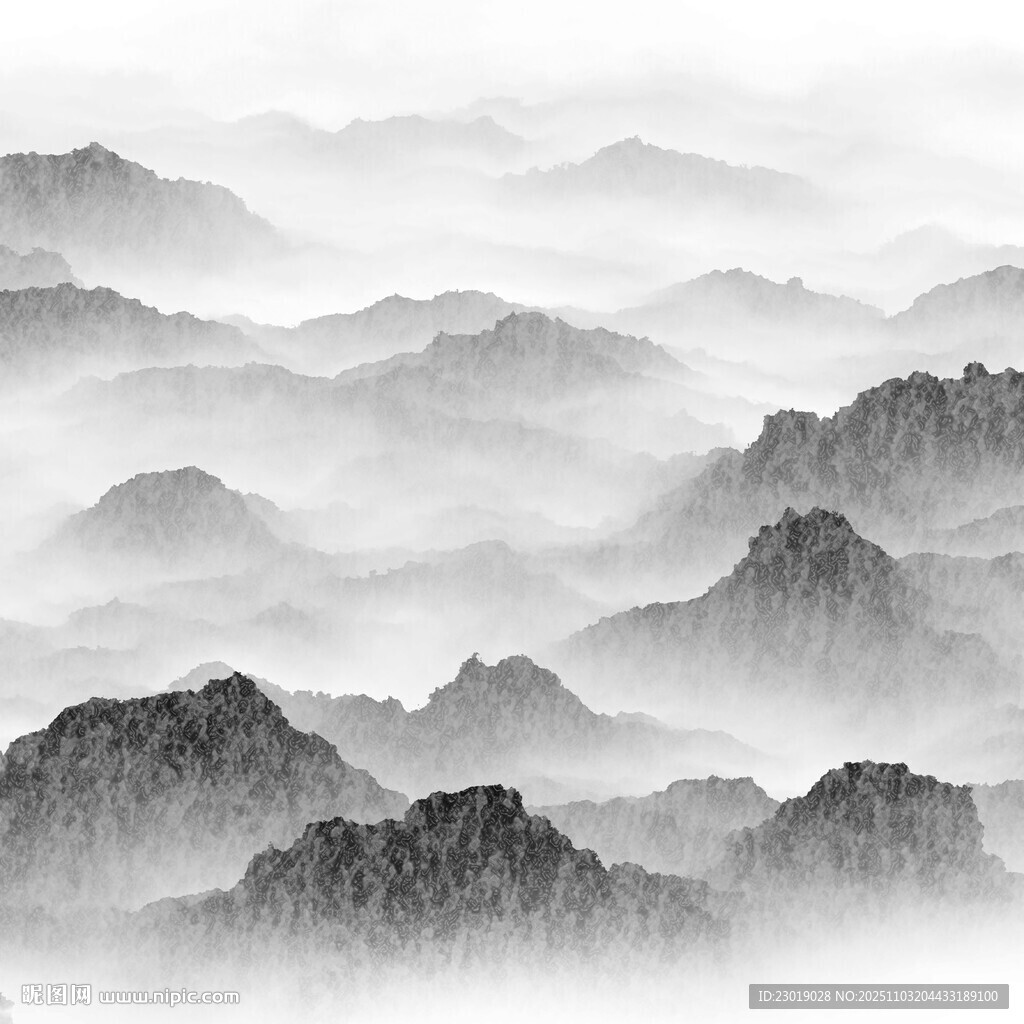 水墨群山云雾缭绕