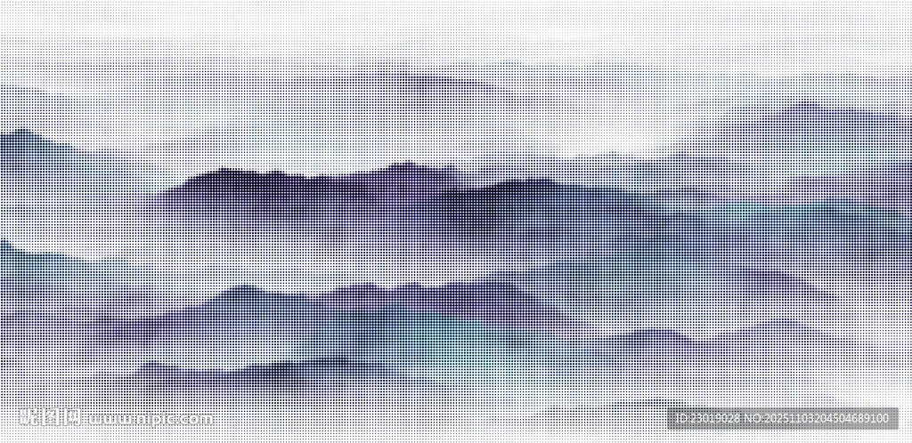 水墨山水云雾雕刻点阵图