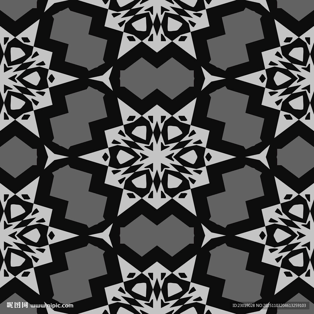 黑白几何花卉图案纹理