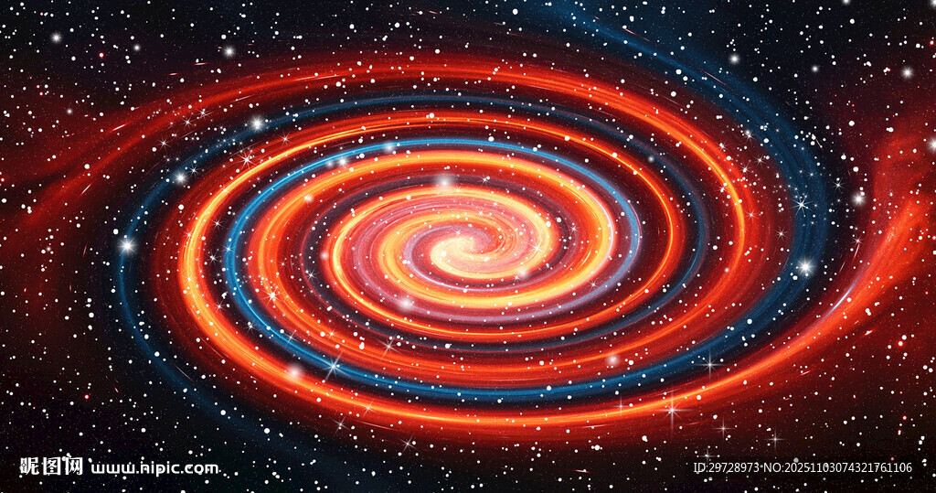 红色绚丽唯美梦幻星空旋涡