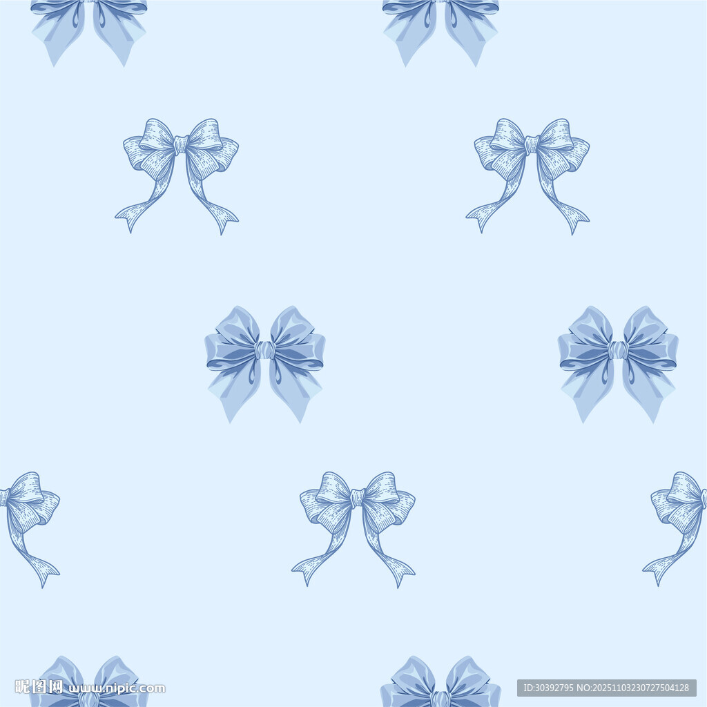 浅蓝色蝴蝶结无缝图案图案背景