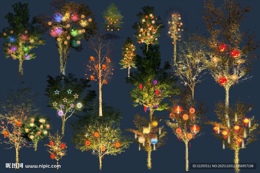 节日亮化树模 节日亮化素材 