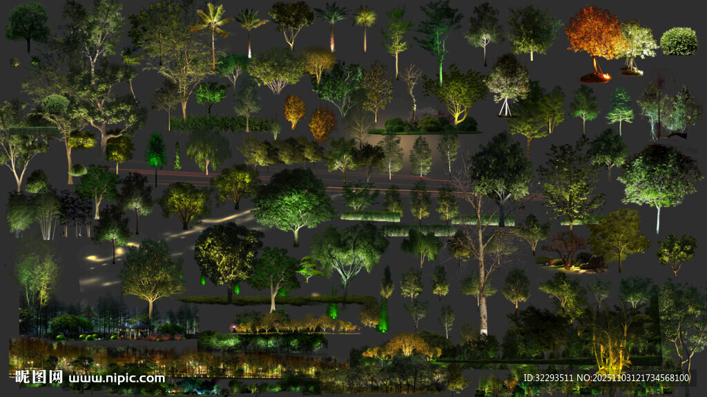 亮化设计素材 发光树
