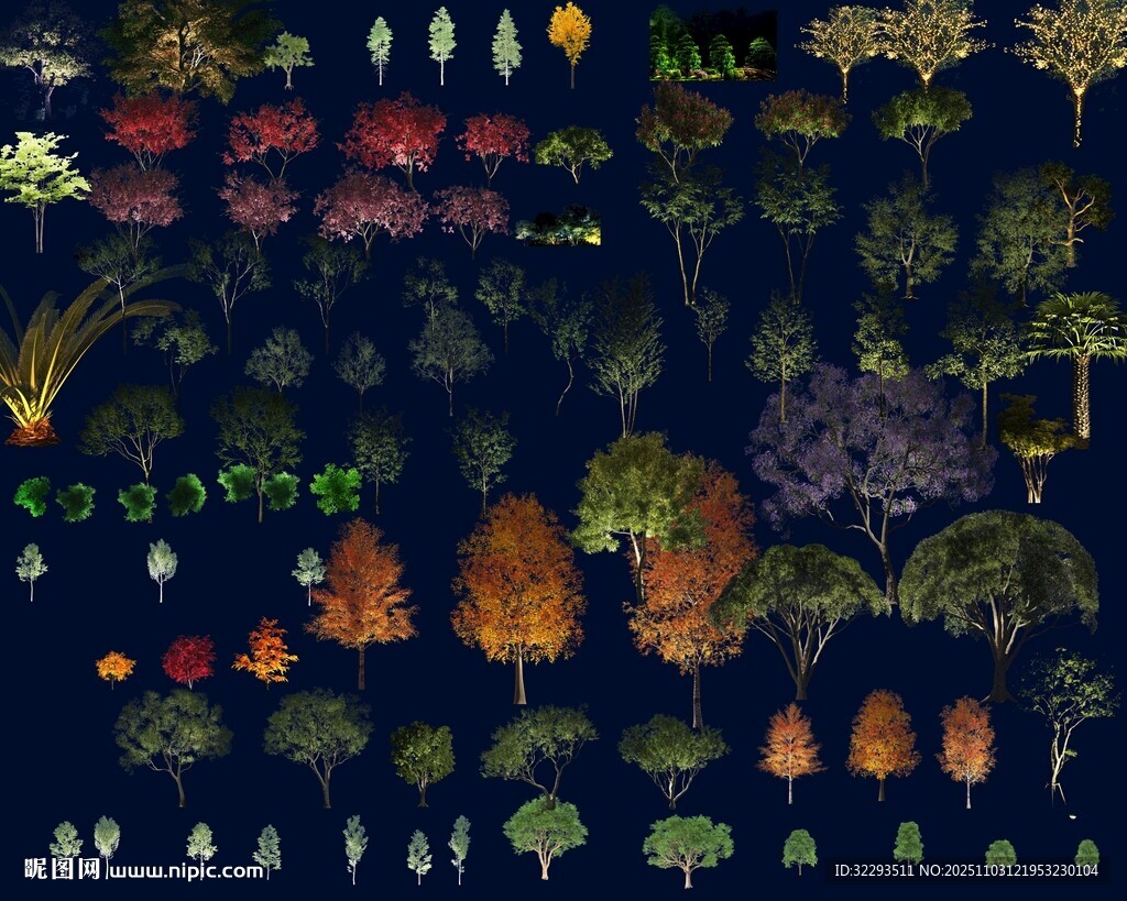 发光树 夜景树 亮化素材