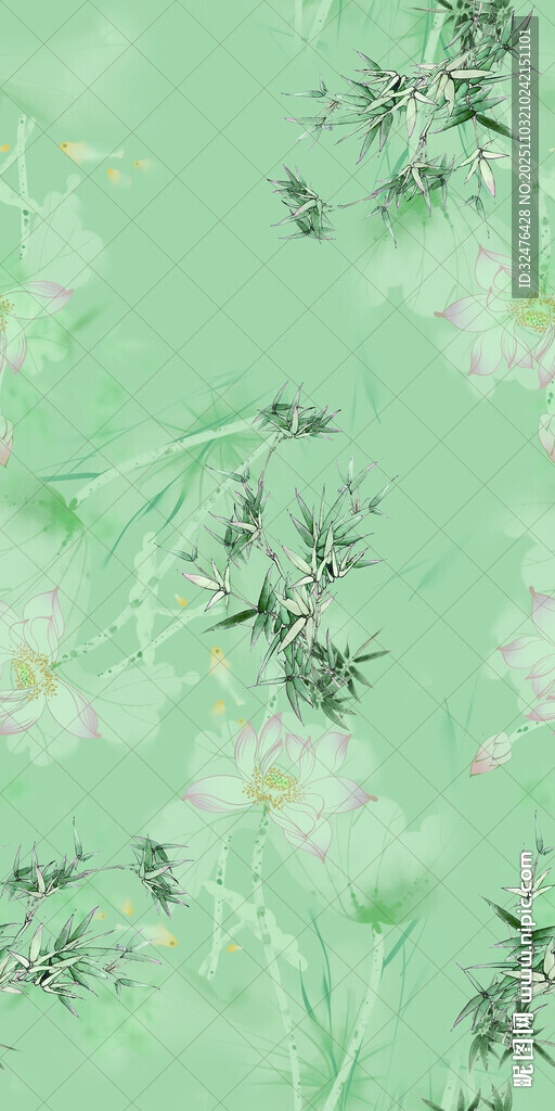 清新淡雅中式花卉背景图