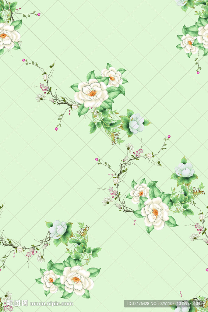 清新淡雅花卉图案背景