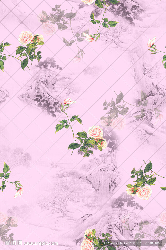 淡粉底花卉图案纹理