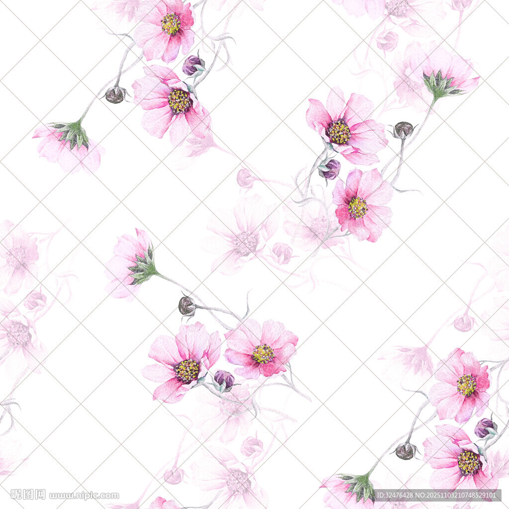 粉色花卉无缝图案背景