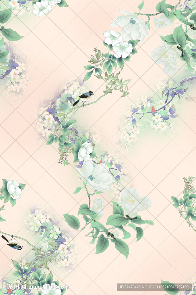 清新花卉图案背景纹理