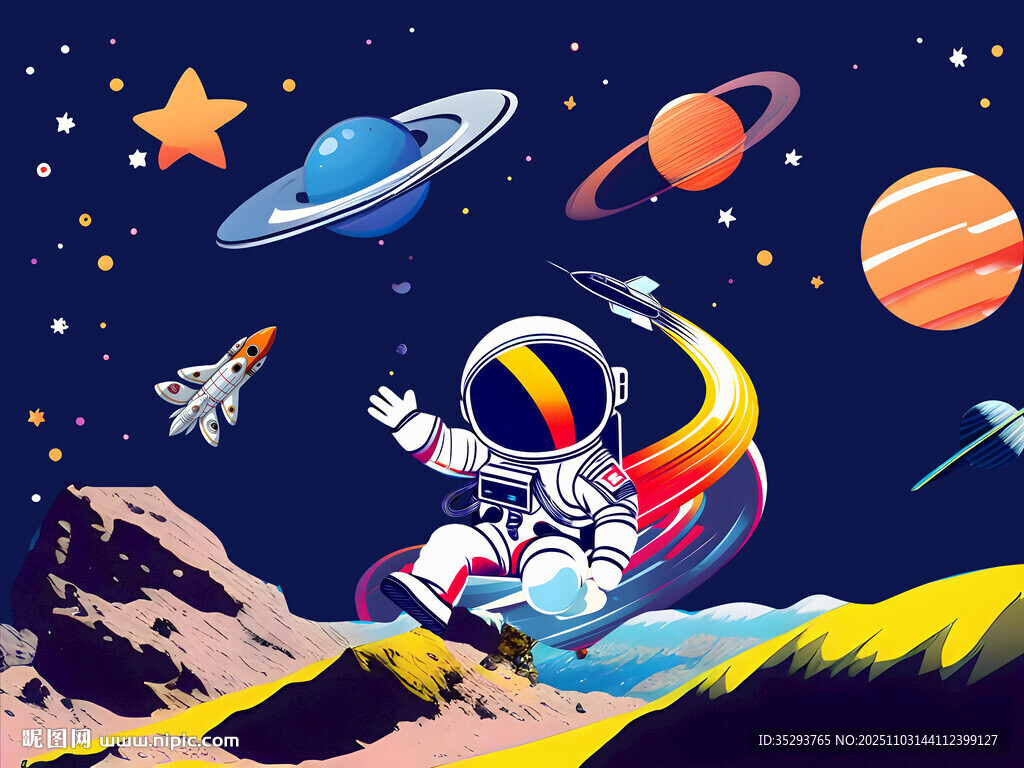 卡通星空宇航员