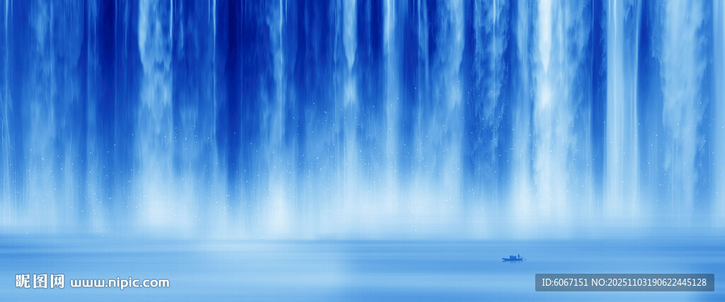 高山流水瀑布山水图