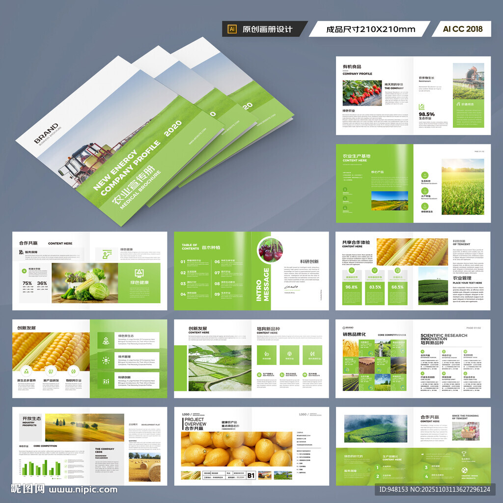 方形农业画册模板