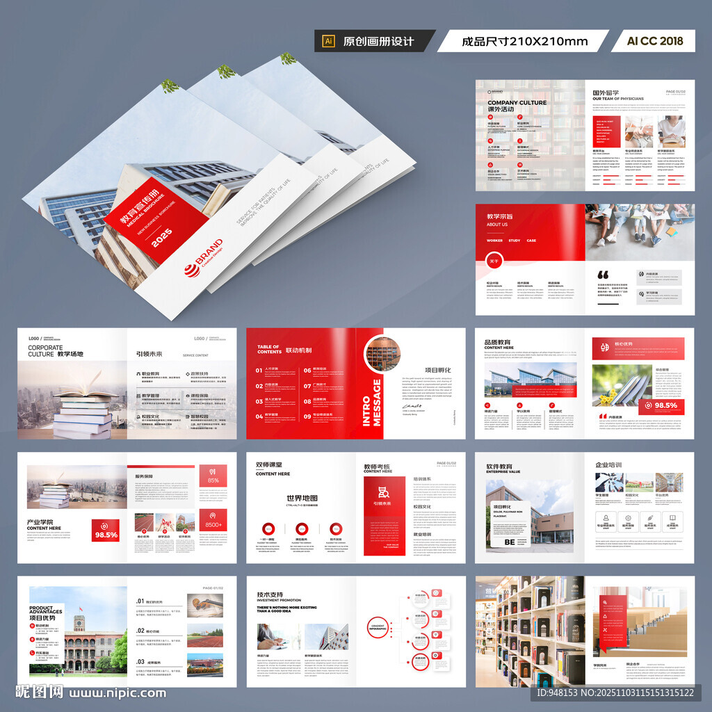 方形教育宣传册