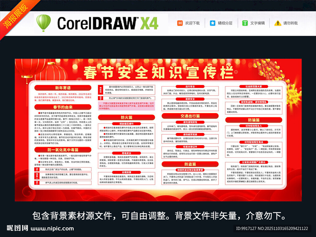 新年春节安全知识宣传海报