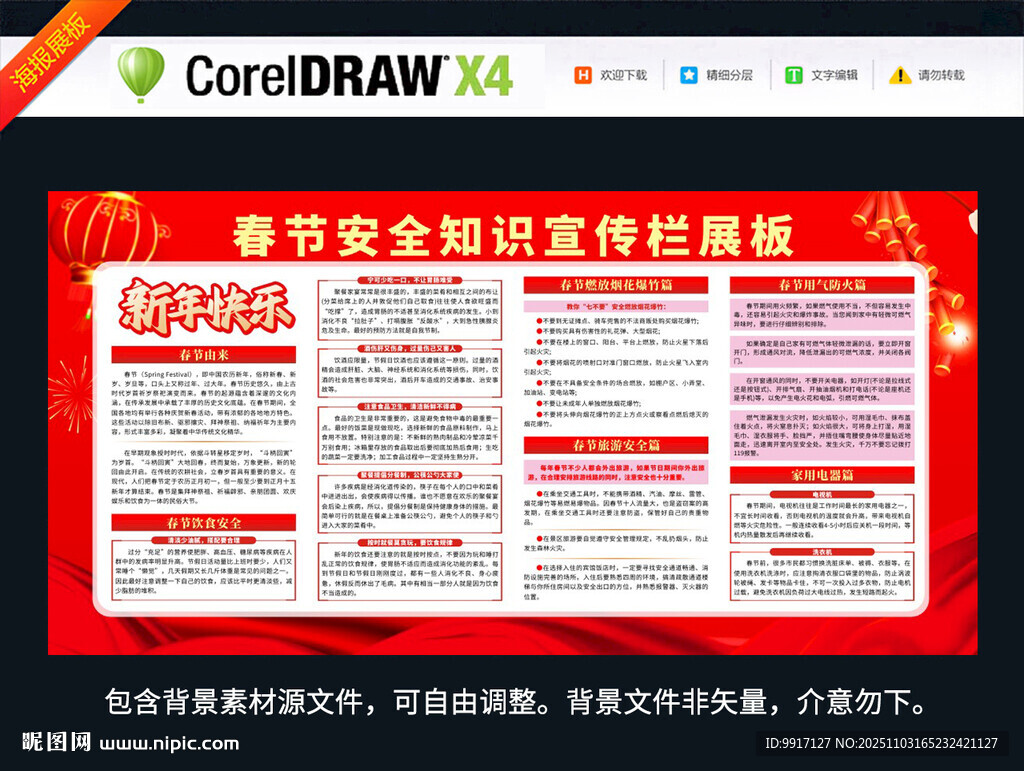新年春节安全知识宣传海报