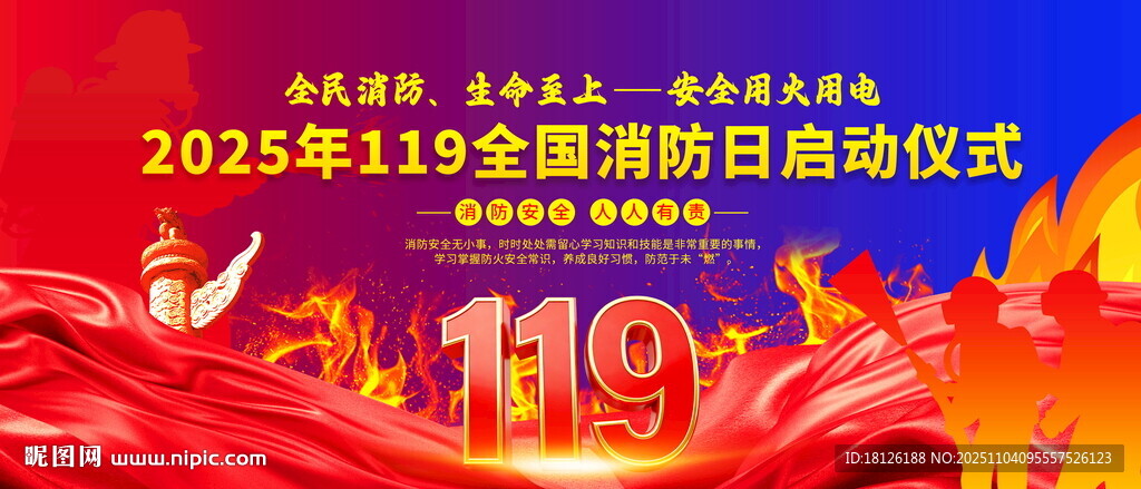 119全国消防日展板