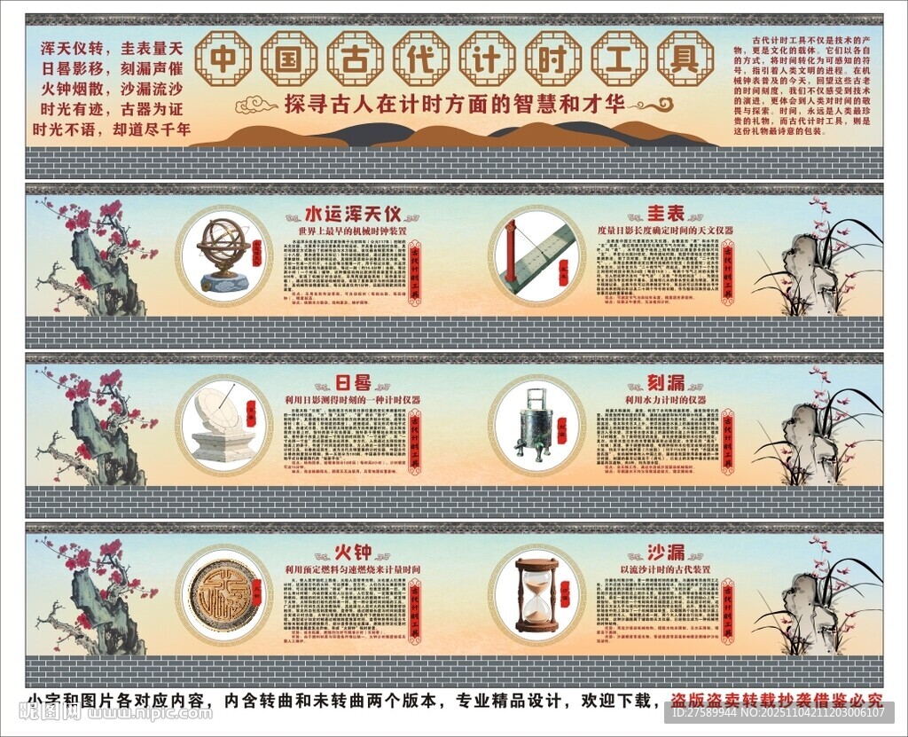 中国古代计时仪器海报展板文化墙