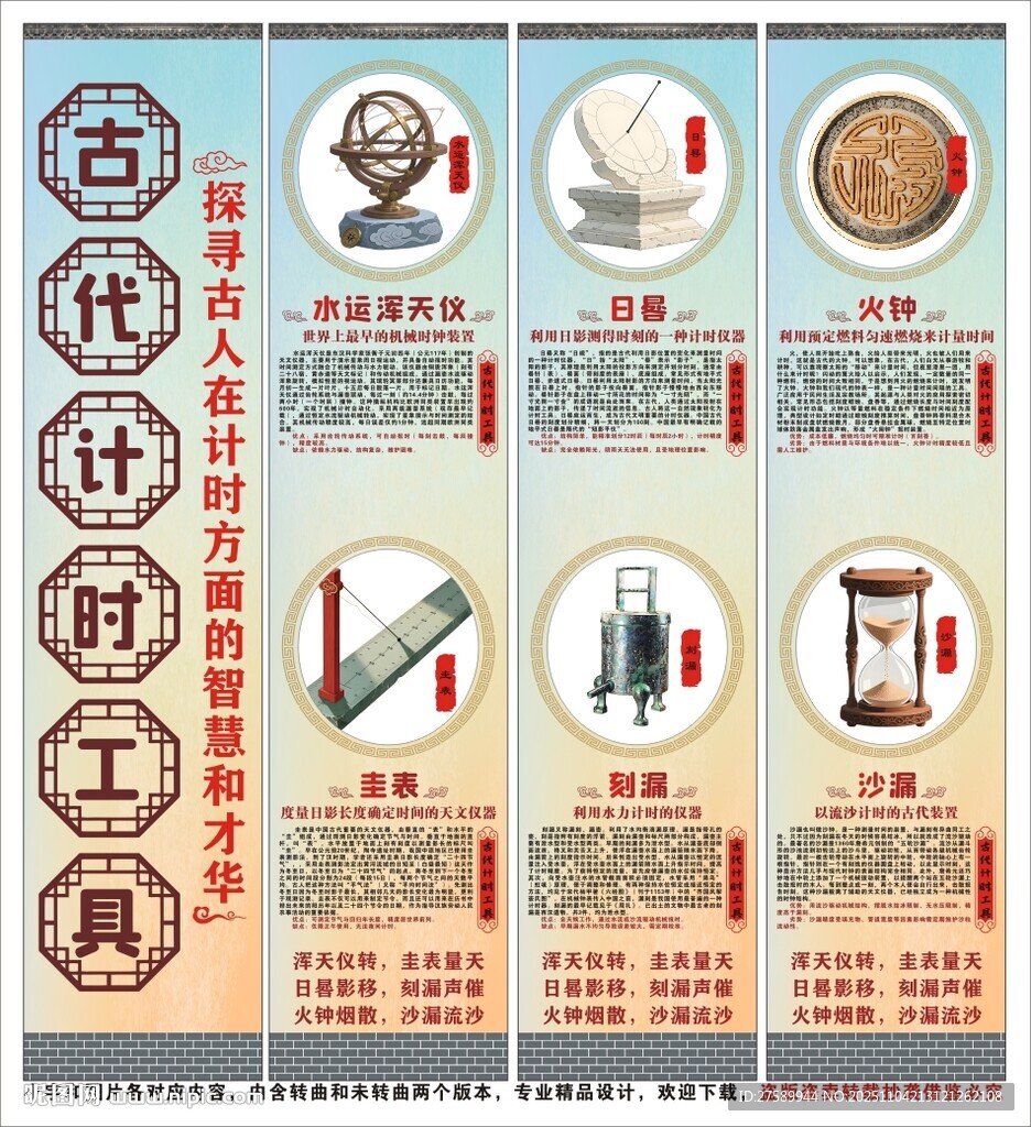 中国古代计时仪器海报展板文化墙