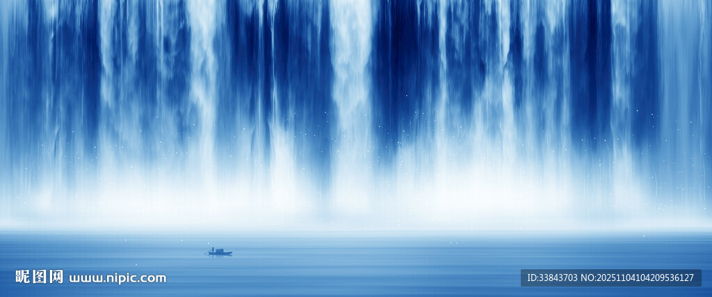 流水生财瀑布山水