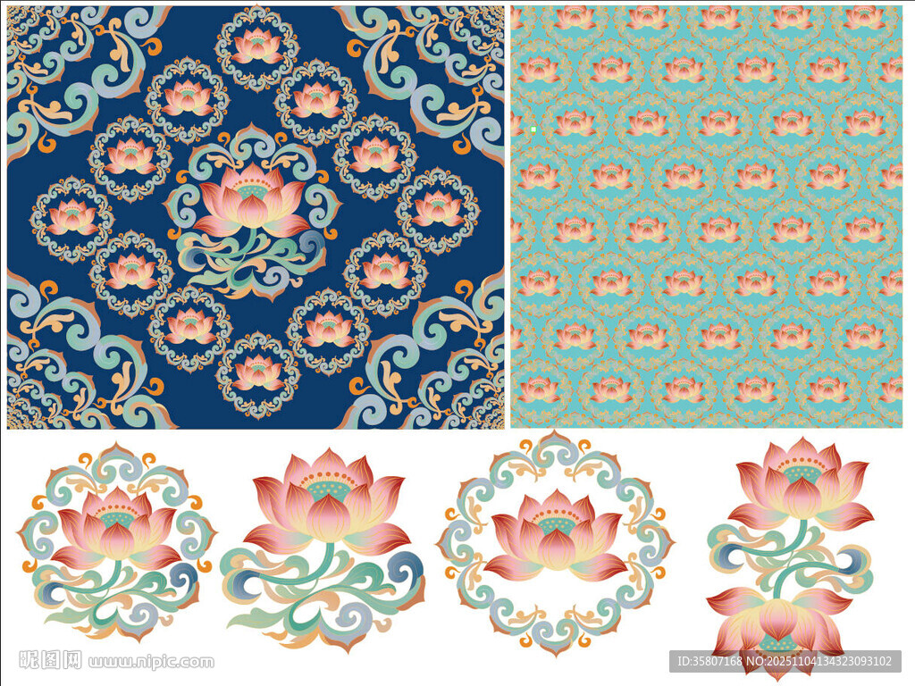 中式传统花卉图案设计