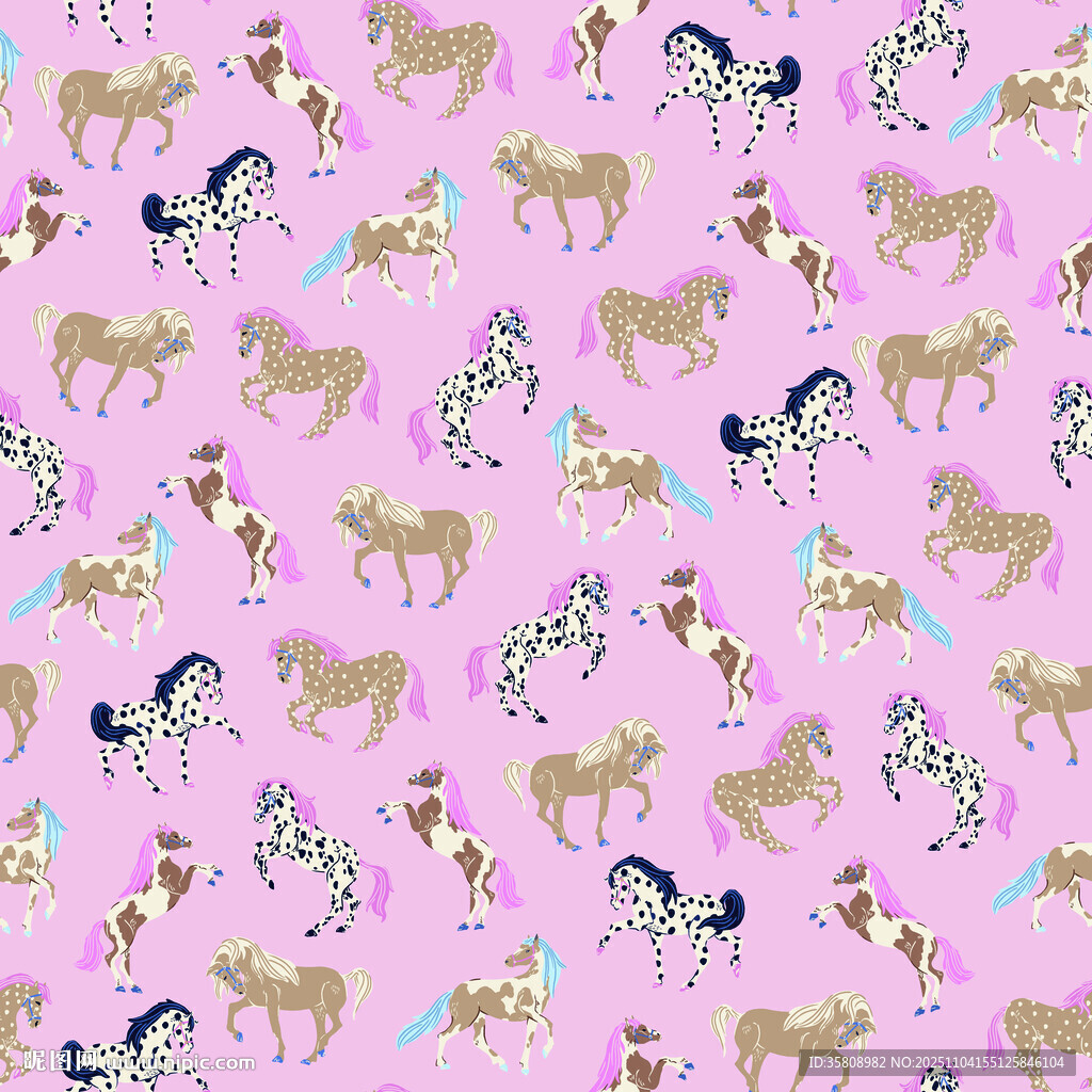 粉色背景动物图案无缝纹理