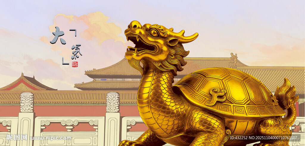 金色龙龟赑屃雕塑