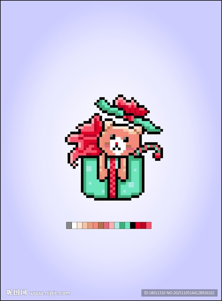 礼盒中的可爱小熊插画像素