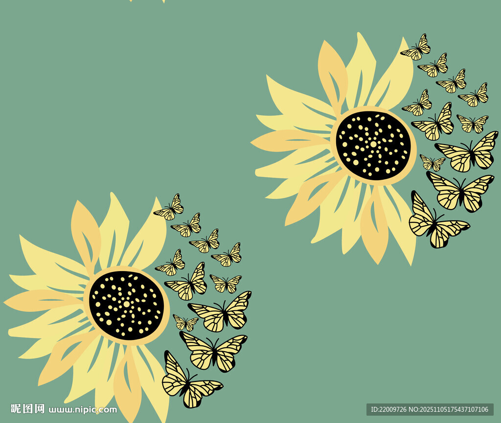 两朵向日葵装饰图案