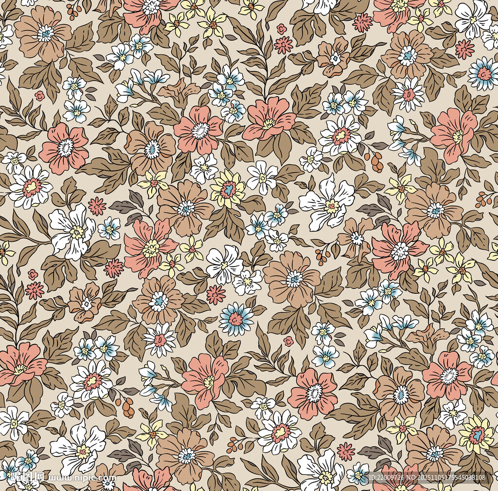 复古碎花图案纹理背景