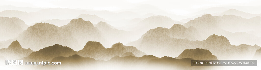 水墨风格远山云雾图