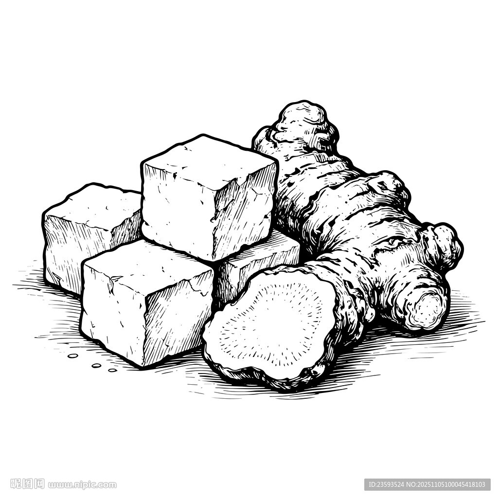 茯苓 线稿矢量图