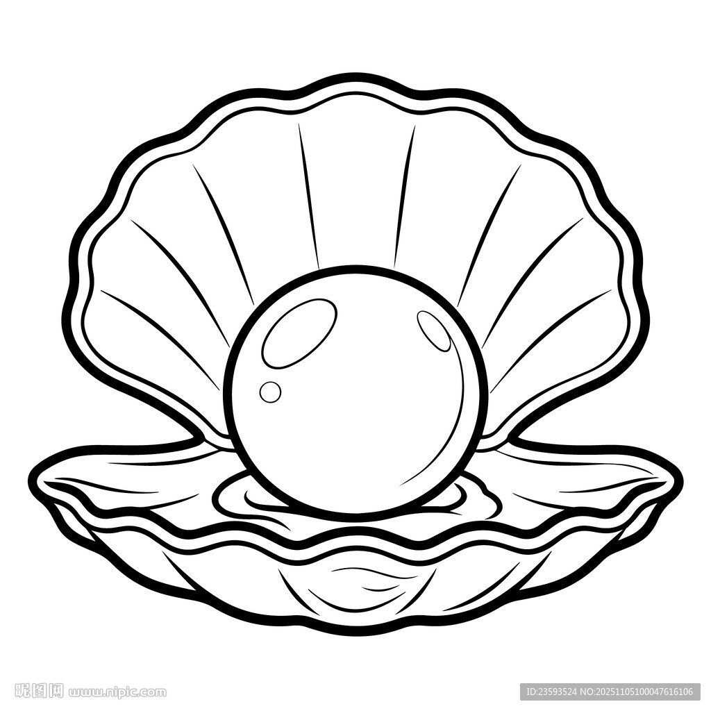 深海珍珠 线稿矢量图