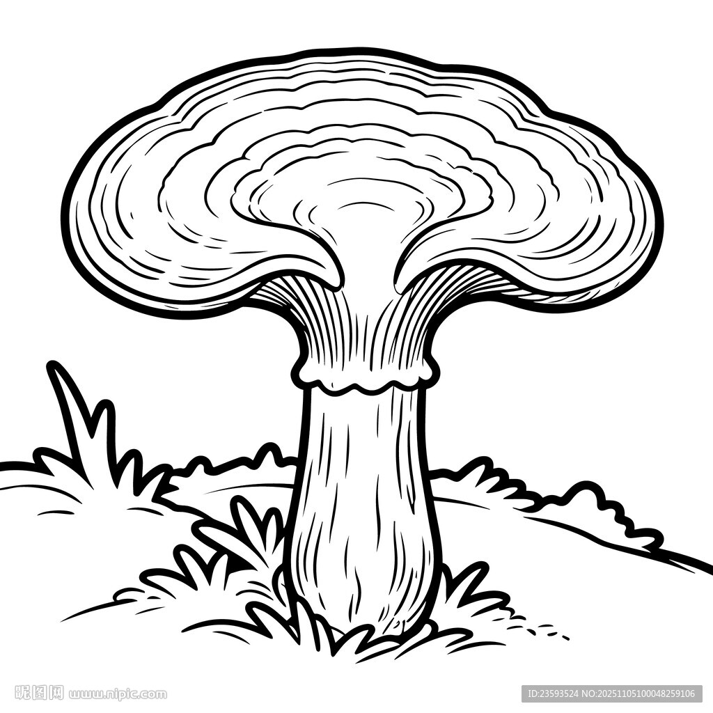 深山灵芝 线稿矢量图