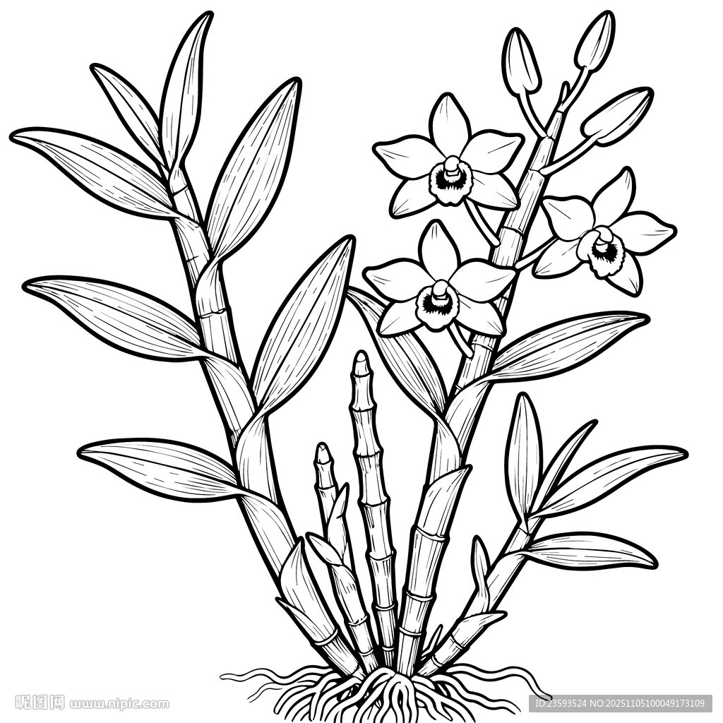 铁皮石斛 中药材矢量图