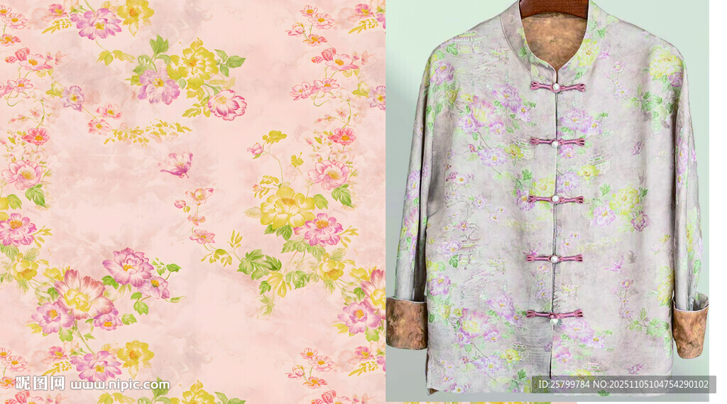 花卉图案中式传统服饰